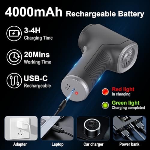 Lovyi Small Car Vacuum Cordless, Mini Handheld Vacuum 6000PA Suction,3 in 1 Portable Vacuum Cleaner & Air Duster & Pump,Mini Car Vacuum Cleaner Rechargeable,Hand Held Hoover for Car,Home,Office 5