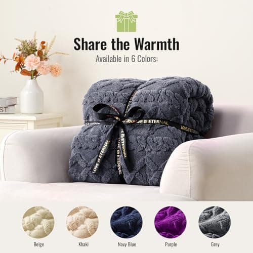 Uttermara Weighted Blanket for Adults Queen Size 15lbs 60x80 inches, Dual Sided Soft Jacquard Sherpa Weighted Blankets, Thick Heavy Blanket for Sleeping and Calming, Dark Grey 6