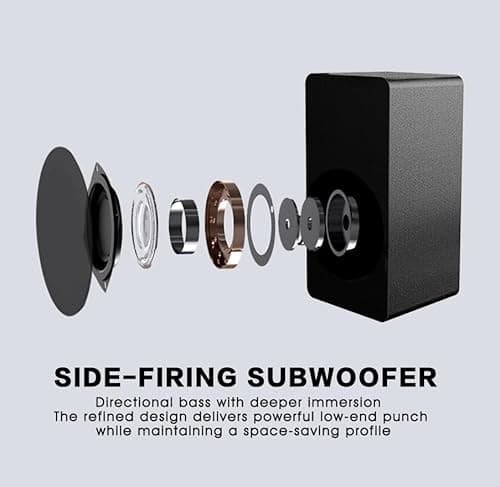 LARKSOUND 2.1 Soundbar with Subwoofer, 16" Sound Bar for TV with HDMI/Optical/AUX/Bluetooth/USB Connections 5