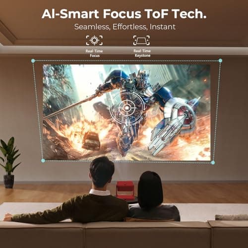 [High ANSI/Voice Control/Built-in Apps] Outdoor Projector-4K with WiFi and Bluetooth: Portable-Movie-Smart-Projector, Sovboi 1080P 180° Stand Ceiling-Proyector Compatible with Netflix, Red 3