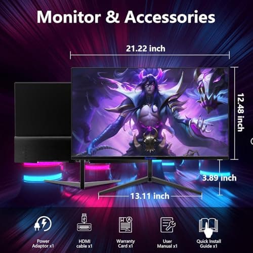 Sealan 24 inch Computer Gaming Monitor Built-in Speakers 100Hz Refresh Rate 16:9 Aspect Ratio Ergonomic Tilt & VESA Compatible - Home Office Sync FHD 1920x1080p Visual Experience for Work & Play 9