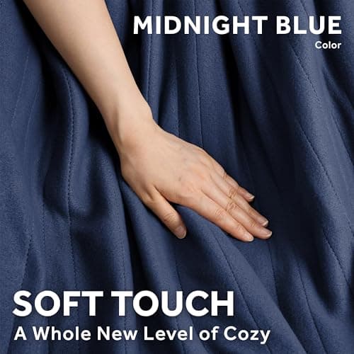 Sunbeam Royal Ultra Fleece Heated Electric Blanket Twin Size, 84" x 62", 12 Heat Settings, 12-Hour Selectable Auto Shut-Off, Fast Heating, Machine Washable, Warm and Cozy, Admiral Blue 9