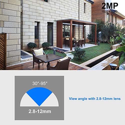 Analog CCTV Camera HD 1080P 4-in-1 (TVI/AHD/CVI/CVBS) Security Dome Camera Outdoor, 2.8mm-12mm Manual Focus/Zoom Varifocal Lens, Weatherproof Metal Housing 36 IR-LEDs Day & Night Monitoring (White) 6