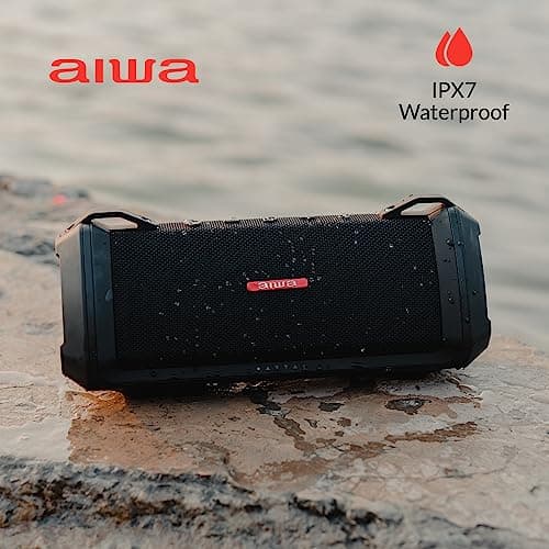 AIWA Exos-3 Waterproof Bluetooth Speaker, 60W Peak Power, 20-Hour Playtime, Stereo Sound, USB-C Charging, IPX7 Waterproof, Wireless Pairing, Perfect for Outdoor Adventures 5