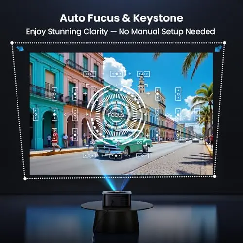 1500 ANSI Official Licensed Google TV Smart Projector, HAPPRUN 4K Full HD Home Theater with Auto Focus, Dolby Sound, Wi-Fi Bluetooth, Built-in Apps, Compatible with Phone & PC, Indoor & Outdoor Use 6