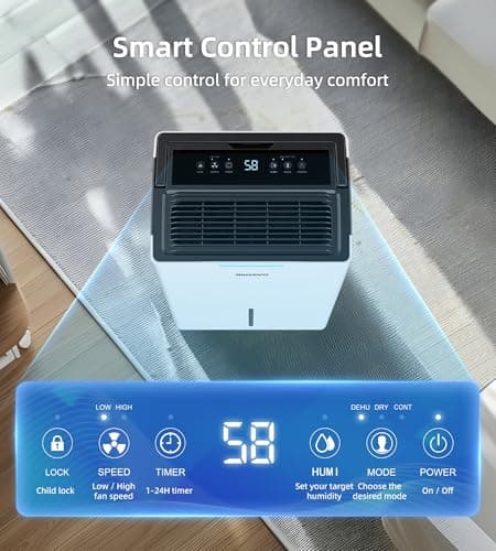 5000 Sq. Ft Dehumidifiers for Home and Basement, 52 Pint/Day Dehumidifier with Drain Hose, 3 Modes, 24H Timer, Auto Defrost, Child Lock, for Bedroom, Garage, RV, Large Room, Humid Summer, Rainy Season 5