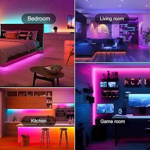HBOWMDJIA Led Lights for Bedroom 200 FT (2 Rolls 100 FT), with Remote and Application Control RGB Color Changing LED Strip Lights, Music Synchronization, Used for Room, Family, Party Decoration 8