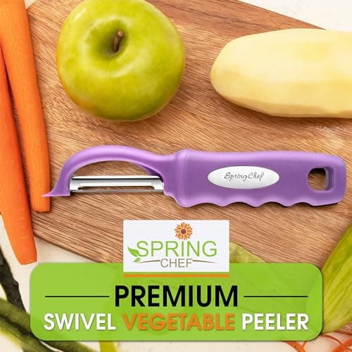 Spring Chef Premium Swivel Vegetable Peeler, Comfortable Handle and Ultra Sharp Stainless Steel Blades - Perfect Kitchen Peeler For Veggie, Fruit, Potato, Carrot, Apple - Orchid 7