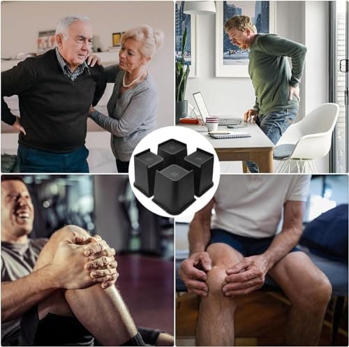 MYMULIKE Bed Risers Heavy Duty, Oversized Furniture Risers, Support Up to 6000 Lbs, Lift 4 inch for Couch, Sofa, Table,Chair (Black 4 Pack, 4 inch) 8