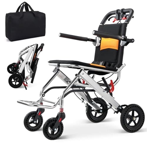 JINKEE Super Lightweight Transport Wheelchair, Orange