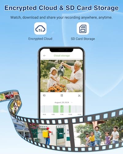 Septekon 2K Solar Security Cameras Wireless Outdoor 2 Pack, 360°PTZ Battery Powered Outdoor Camera, 2.4G WiFi Camera with Spotlight Color Night Vision, Motion Sensor Alarm, IP66, Black 7