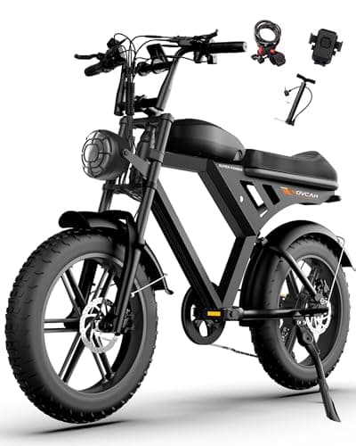 MOVCAN V30 Electric Bike for Adults 1000W(Peak 1500W) Motor,28MPH,70 Miles, 20" Fat Tire Ebike, 48V 15.6Ah Single Battery, with Phone Holder, Electric Motorcycle for Commuting/ Off-roading,Black
