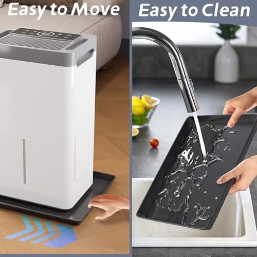 Flamorrow Dehumidifier Mat, Hard Plastic Drip Pan for Home and Basement Dehumidifiers, Dehumidifier Tray with Raised Edge for Leaks, Prevents Water from Pooling Underneath, Black, 17"x12.5" 7