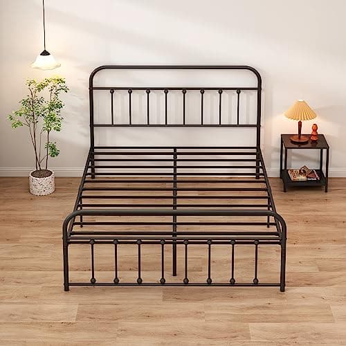 Closadin Classic Metal Platform Bed Frame with Heaboard and Footboard,Strong Metal Slats Support,No Box Spring Needed,Easy Assembly,Full Size,Black 6