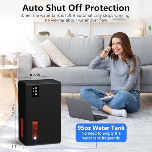 NineSky Dehumidifier,98 OZ Dehumidifiers for Home,(1100 sq.ft) Dehumidifiers for Basement Bathroom Bedroom with Auto Shut Off, Switchable 7 Colors Light(Black) 6