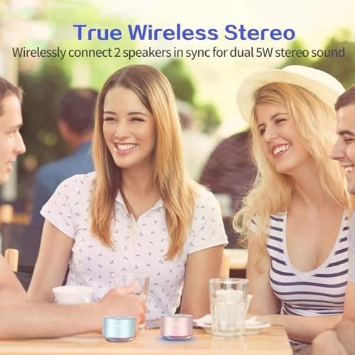 LENRUE A2 Portable Wireless Bluetooth Speaker with Lights and Lanyard,5W Mini Small Metal Speakers Bluetooth 5.0/Aux-in for iPhone Android Home Outdoor, Gifts for Women/Girls 6