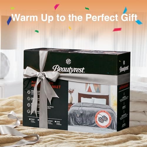 Beautyrest Heated Blanket, Electric Blanket, Soft, Warm, Reversible Plush - Sherpa Heating Blanket with 20 Heat Settings, 1-10 hrs Timer Auto Shut Off, Machine Washable, Queen (90 inx84 in), Grey 6