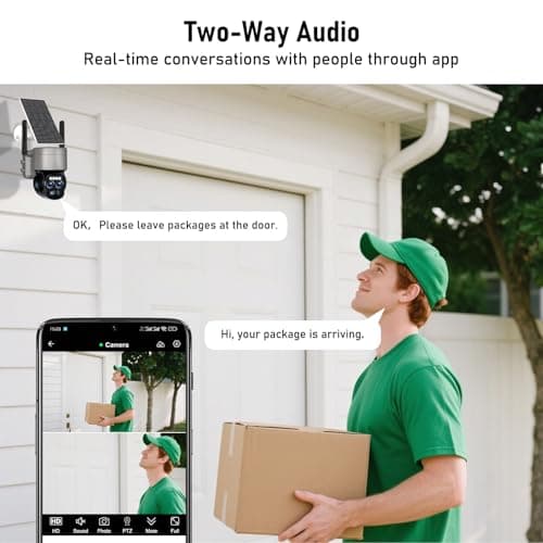 Caluxe 4K Solar Security Cameras Wireless Outdoor, 5GHz/2.4GHz WiFi 6, 360°PTZ Outside Cameras for Home Security, Color Night Vision/PIR Motion Detection/Auto Tracking/Two-Way Audio/IP66 Waterproof 5