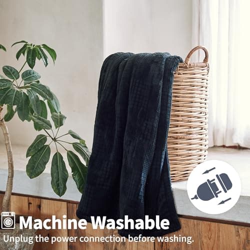Texciting Heated Blanket Electric Blanket Throw 50''X60''-Heating Blanket with 9 Heat Settings-2-10 Hours Auto Off,ETL Certified,Machine Washable (Black) 6