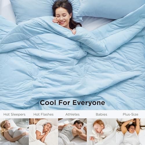 Bedsure Cooling Comforter King Size - Cooling Blankets for Hot Sleepers, Lightweight Comforter for Summer with Dual-Sided Cool Tech, Soft Breathable Cold Blanket for Sleeping, Blue, 102x90 Inches 8