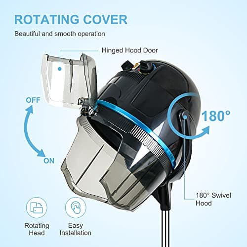 Nova Microdermabrasion Professional Hooded Floor Hair Dryer Adjustable Bonnet Hair Dryer Stand Up with Timer and Rolling Wheels for Beauty Spa Home Salon Equipment 5
