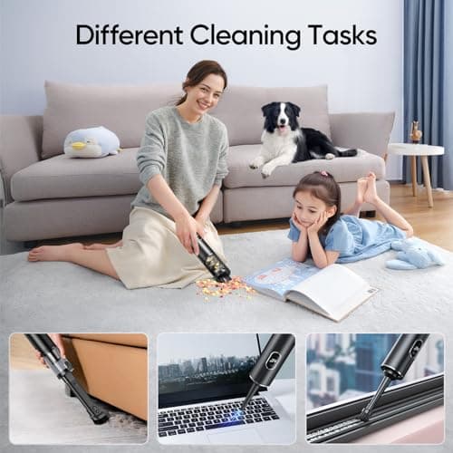 PUFTEM Car Vacuum Cleaner, 15000Pa High Power Handheld Vacuum, LED Display Cordless Car Vacuum, 2 Speeds, 30 Mins Runtime, 150ml Dust Cup, 4 in 1 Portable Mini Vacuum for Car, Home, Office 8