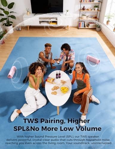 BolaButty Bluetooth Speaker with HD Sound, Portable Wireless, IPX5 Waterproof, Up to 20H Playtime, TWS Pairing, BT5.3, for Home/Party/Outdoor/Beach, Electronic Gadgets, Birthday Gift (Pink) 6