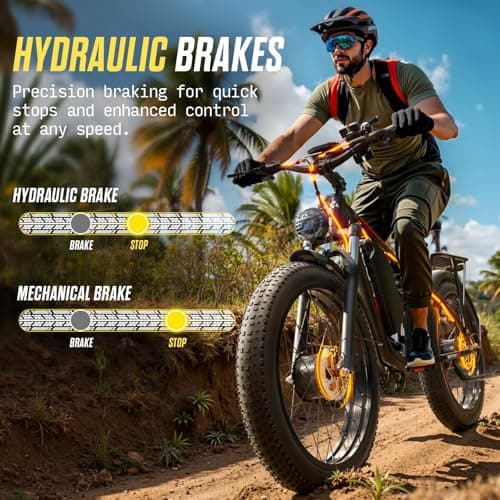 PUJH 6000W Dual Motor Ebike for Adults, 60V 20Ah Fast Electric Bike 45mph,Up to 110 Miles,24" Fat Tire Full Suspension Electric Bike for Snow Off-Road Commuter Mountain E-Bike for Men Women (Black) 4