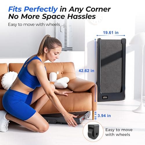 SupeRun Walking Pad with Incline, Under Desk Treadmill, 3 in 1 Portable Treadmills for Home with Remote Control LED Display, 2.5 HP Quiet Mini Treadmill for Office Home Use, 300 Lbs Capacity 9