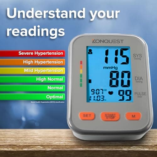 Konquest KBP-2704A Automatic Upper Arm Digital Blood Pressure Monitor – BP Machine with Large Cuff (8.5–16.5 in), Backlit Display, Digital, Irregular Heartbeat Detector – Tensiometro 7