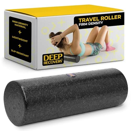 Deep Recovery Yoga Foam Roller for Physical Therapy & Exercise – Black Back Roller for Back Pain, Legs, and Shoulders, 12in x 4in Travel Size – Deep Tissue Massage for Myofascial Release