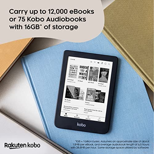 Kobo Clara 2E | eReader | Glare-Free 6” HD Touchscreen | ComfortLight PRO Blue Light Reduction | Adjustable Brightness | WiFi | 16GB of Storage | Carta E Ink Technology | Waterproof 5