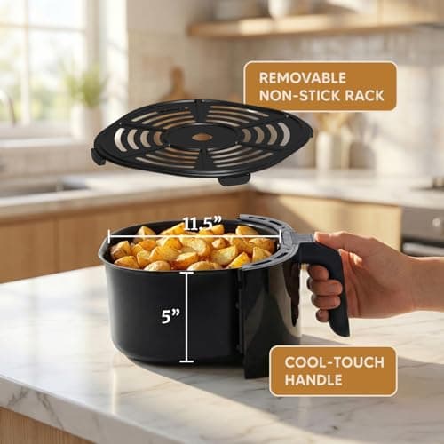 Elite Gourmet EAF4617 Electric Digital Hot Air Fryer, 1350Watts, Oil-Less Healthy Cooker, Timer & Temperature Controls, 4 Quart, Black 6