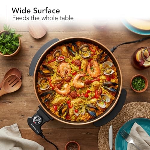 OVENTE 11.5-Inch Electric Skillet & Frying Pan, 1400W Nonstick Cooking Pan with Adjustable Temperature Control, Tempered Glass Lid with Steam Vent, Cool-Touch Handles, Easy-Clean Copper SK11112CO 5