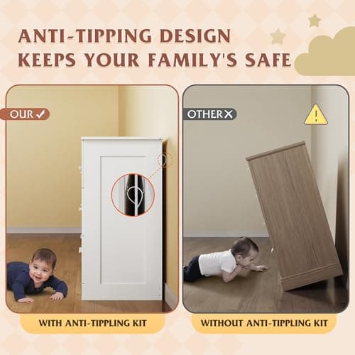 WLIVE White Dresser with 6 Drawers, Wide Wooden Chest of Drawers for Bedroom, Large White Storage Tower Unit, Modern Minimalist Closet Store Organizer for Living Room, Hallway 9