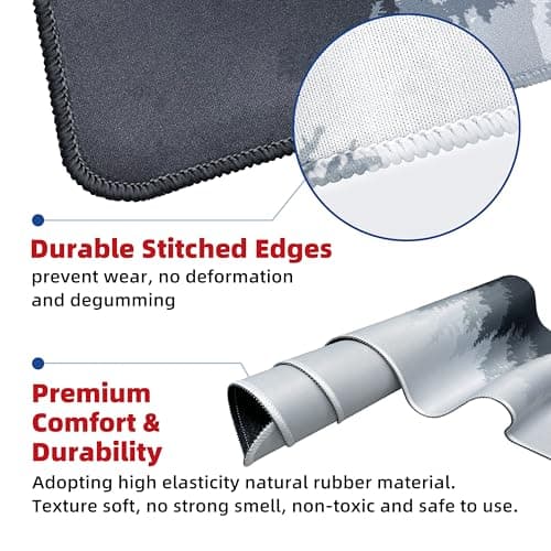 Galdas Mouse Pad For Gaming,Forest Background Pattern XXL XL Large Mouse Mat Long Extended MousePad Desk Mat Non-Slip Rubber Mice Pads Stitched Edges Thin (31.5 x 11.8 x 0.12 Inches) Tree 9