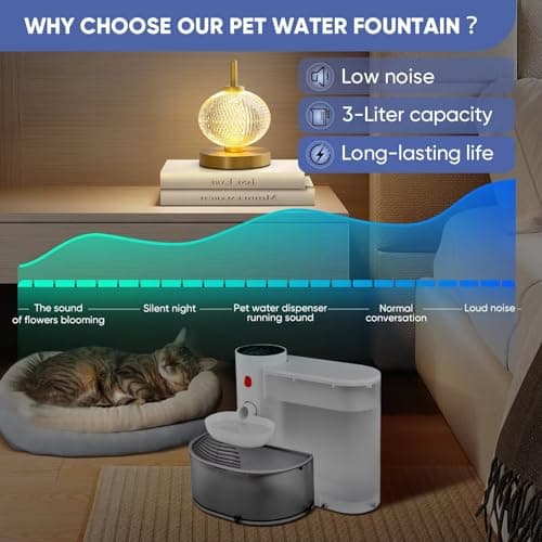 Saker Automatic Cat Water Dispenser: Smart Pet Water Fountain No Filter for Small Dogs - Wireless 3L Rechargeable Smart Cat Fountain - Wastewater Separation 5