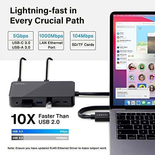 iVANKY 12-in-2 FusionDock 1 for M5 MacBook Dual 4K@144Hz Monitor (Docking Station for M5/M4 Base, M3/M2/M1 Pro/Max Mac)(150W Power Adapter, SD/TF, USB, RJ45, 3.5mm Audio) Plug and Play 5Gbps Dock Hub 5