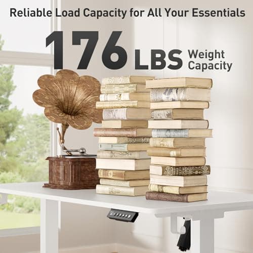 VVENACE 48 x 24 Inch Electric Standing Desk Adjustable Height, Sit Stand Desk with Wheels, Stand up Desk for Home Office, Computer Workstation (Spliced Desktop,White) 6