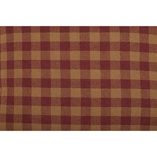 VHC Brands Burgundy Check Decorative Pattern Standard Cotton Pillow Case Set of 2, Setof2-21x30, Red 6