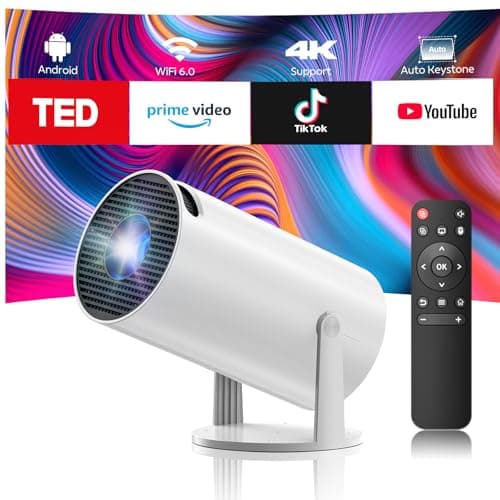 Projector with WiFi and Bluetooth, Mini Projector, 4K 1080P Support Portable Wireless Movie Projectors 220° Rotatable 130'' Screen Auto Keystone Compatible with HDMI/iPhone/TV Stick for Bedroom Indoor