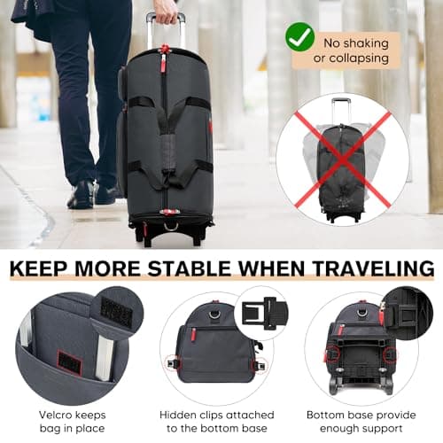 Vessgra Rolling Garment Bags for Travel, Garment Bag with Wheels, Convertible Garment Duffel bag, Carry On Garment Bag with Shoe Pouch, Rolling Duffel Bag with Detachable Trolley System-Dark Grey 7