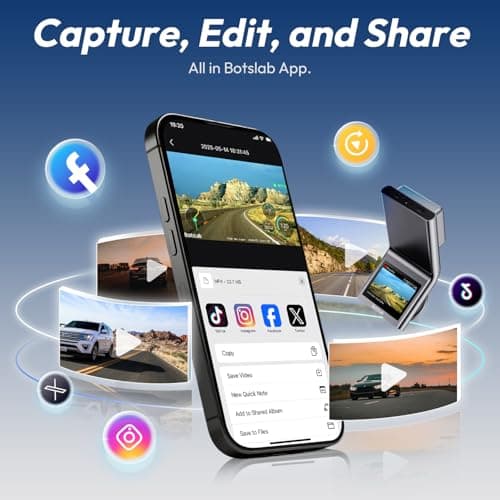 BOTSLAB 4K Dash Cam Front and Rear, STARVIS 2 Sensor, Voice Control, 64GB Card Included, 5GHz WiFi Dashcam Front and Rear Camera, Built in GPS, WDR Night Vision, 170°Wide Angle, 24H Parking Mode 7