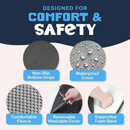 PAWZY Dog Stairs for Medium-Height Beds & Couches, 3-Step Foam Pet Steps 15.5” High for Small Dogs & Cats up to 60 lbs, Wide Non-Slip, Waterproof Washable Zipper Cover, No Assembly, Grey 5