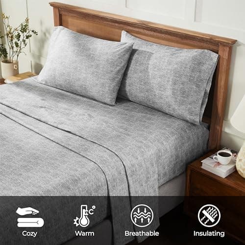 Superior Melange Flannel Cotton Pillowcases, Pillow Case 2 Pack, Modern, Textured Farmhouse Pillow Covers, Ultra-Soft Warm Basics, Bedding Essentials, Bed Accents, Set of 2, Standard, Charcoal 5