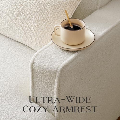 Zelimon Couches for Living Room, 82” Spacious Deep Seat Sofa for Living Room/Bedroom/Office/Apartment, Sofa Bed for Small Spaces, Detachable Futon Couch Cover, Easy to Install, Beige Teddy Fleece 9