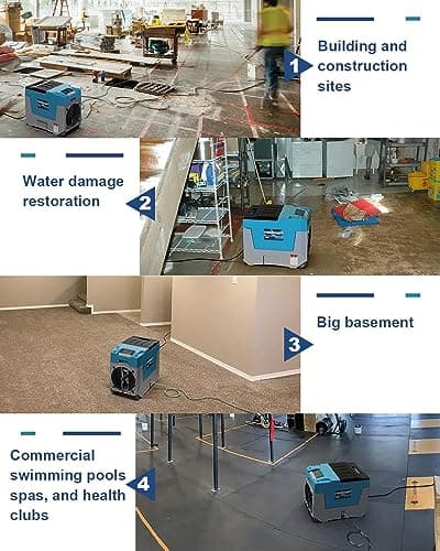 AlorAir 180 PPD LGR Commercial Dehumidifier with Pump, Heavy Duty Industrial Dehumidifiers Water Damage Restoration for Homes, Basements, Garages, Gym and Job Sites, Winter Storm (Blue) 5