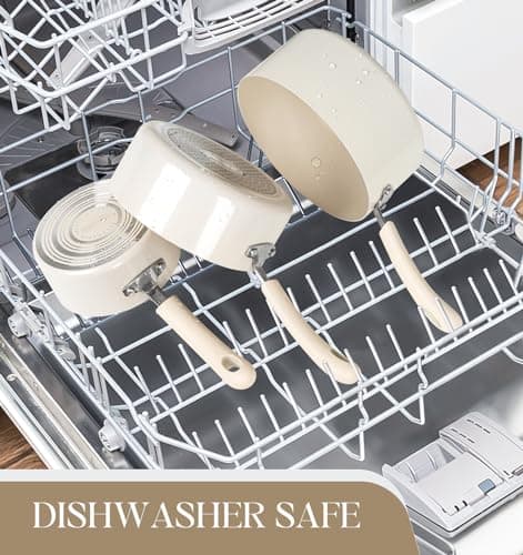 MICHELANGELO Nonstick Saucepan with Lid, Ceramic Sauce Pan Sets, Easy to Clean Sauce Pans, Multi-Purpose Cooking Pots, 1QT & 2QT & 3QT, White 5