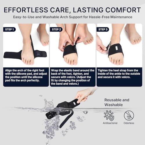 Fit Geno Arch Support Braces for Plantar Fasciitis Relief - Adjustable Compression Bands with Gel Pads, Non-Slip Design for Flat Feet, High & Fallen Arches 7