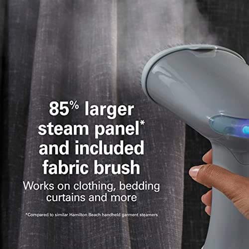 Hamilton Beach Handheld Garment Steamer for Clothes, Fabric and Drapes,1200 Watts, 400ml Water Tank, 20 Minutes of Continuous Steam, Vacation Essentials, Gray & Blue (11557) 7